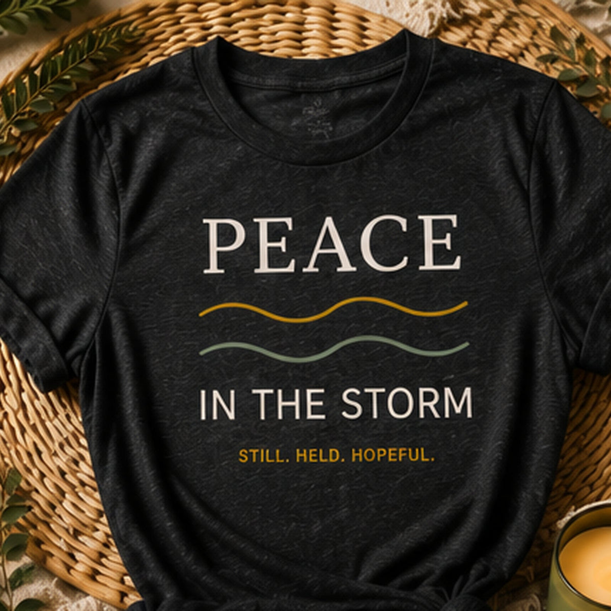 Peace in the Storm charcoal tee styled product image