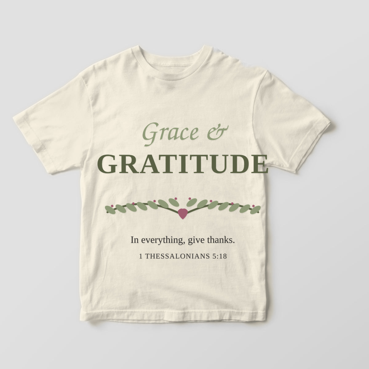 Grace & Gratitude graphic tee by Designs by Danna - Warm Ivory hero mockup
