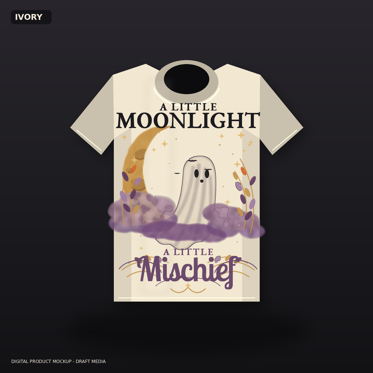Moonlight & Mischief Halloween graphic tee in Ivory
