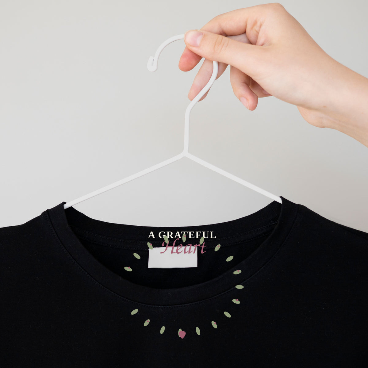 A Grateful Heart graphic tee by Designs by Danna - Deep Charcoal lifestyle mockup