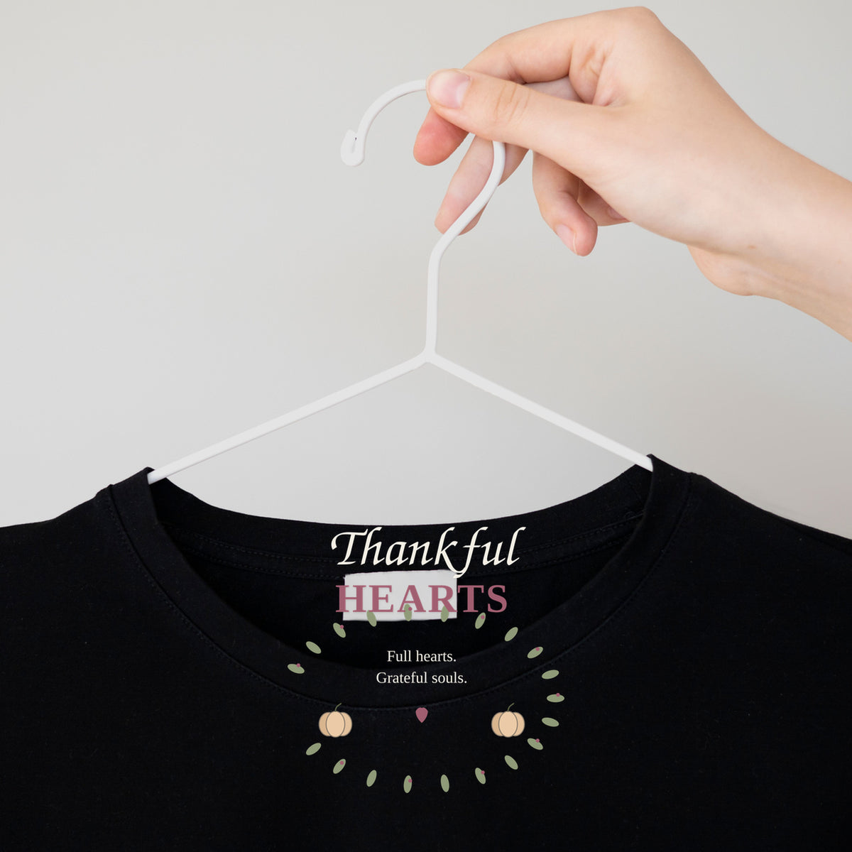 Thankful Hearts graphic tee by Designs by Danna - Deep Charcoal lifestyle mockup