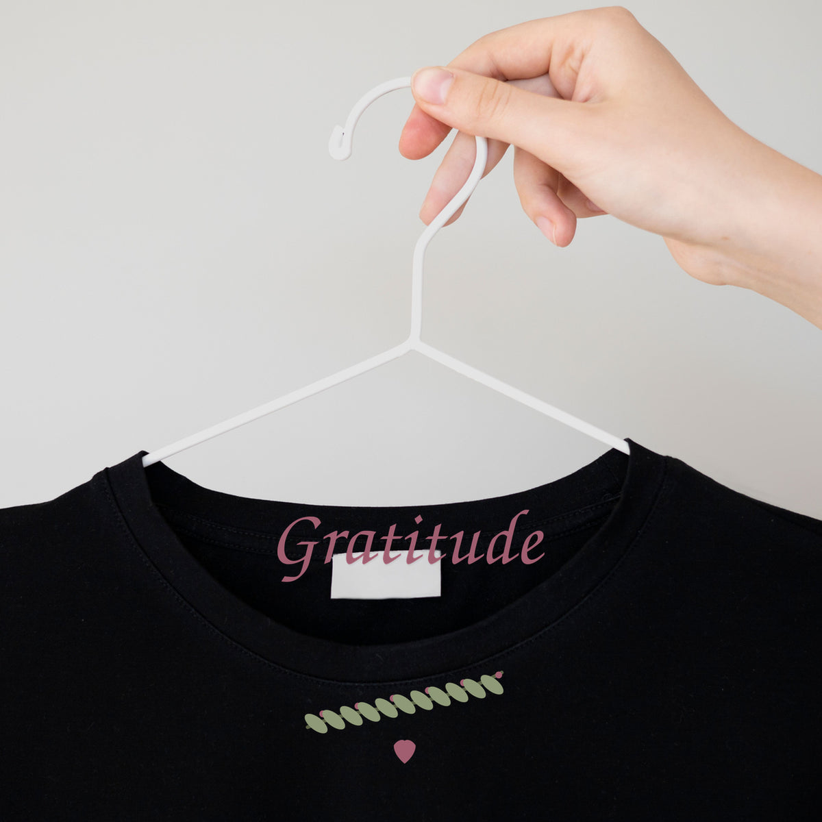 Gratitude graphic tee by Designs by Danna - Deep Charcoal lifestyle mockup