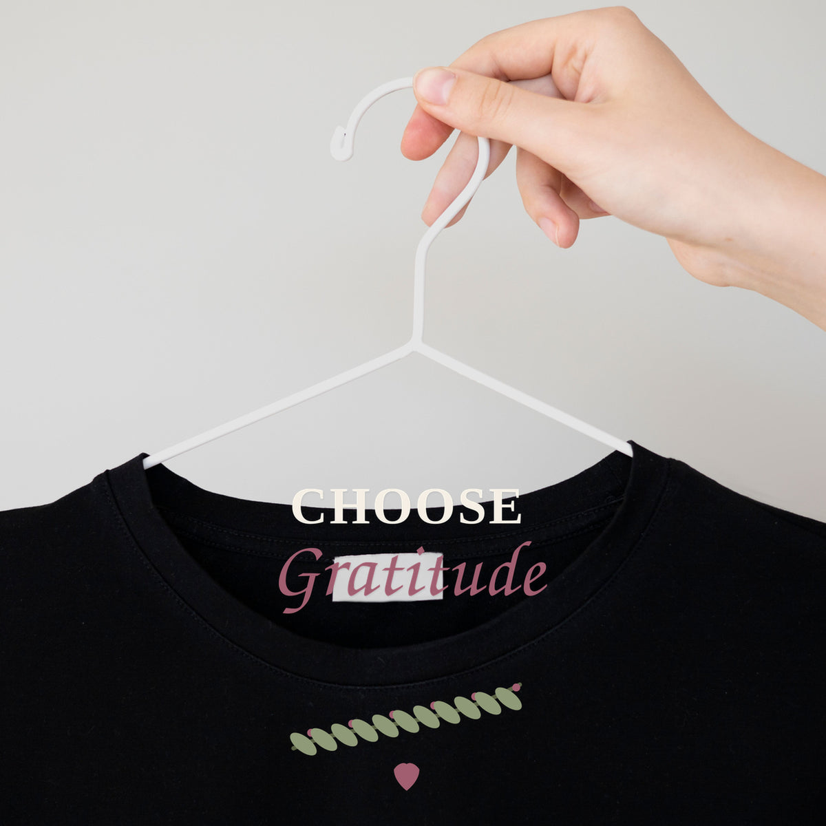 Choose Gratitude graphic tee by Designs by Danna - Deep Charcoal lifestyle mockup