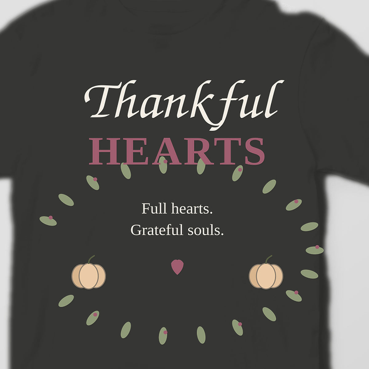 Thankful Hearts graphic tee by Designs by Danna - artwork and fabric closeup