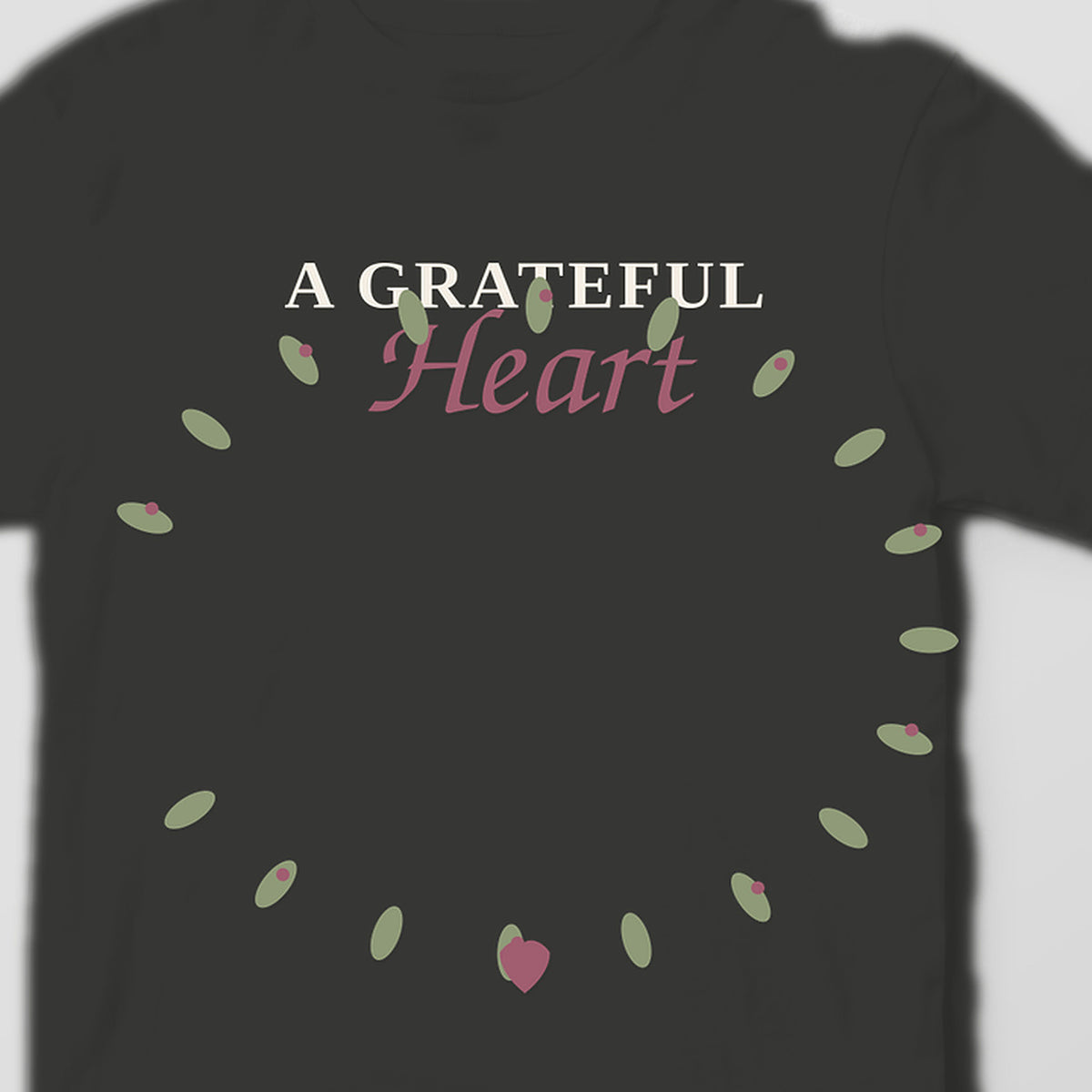 A Grateful Heart graphic tee by Designs by Danna - artwork and fabric closeup