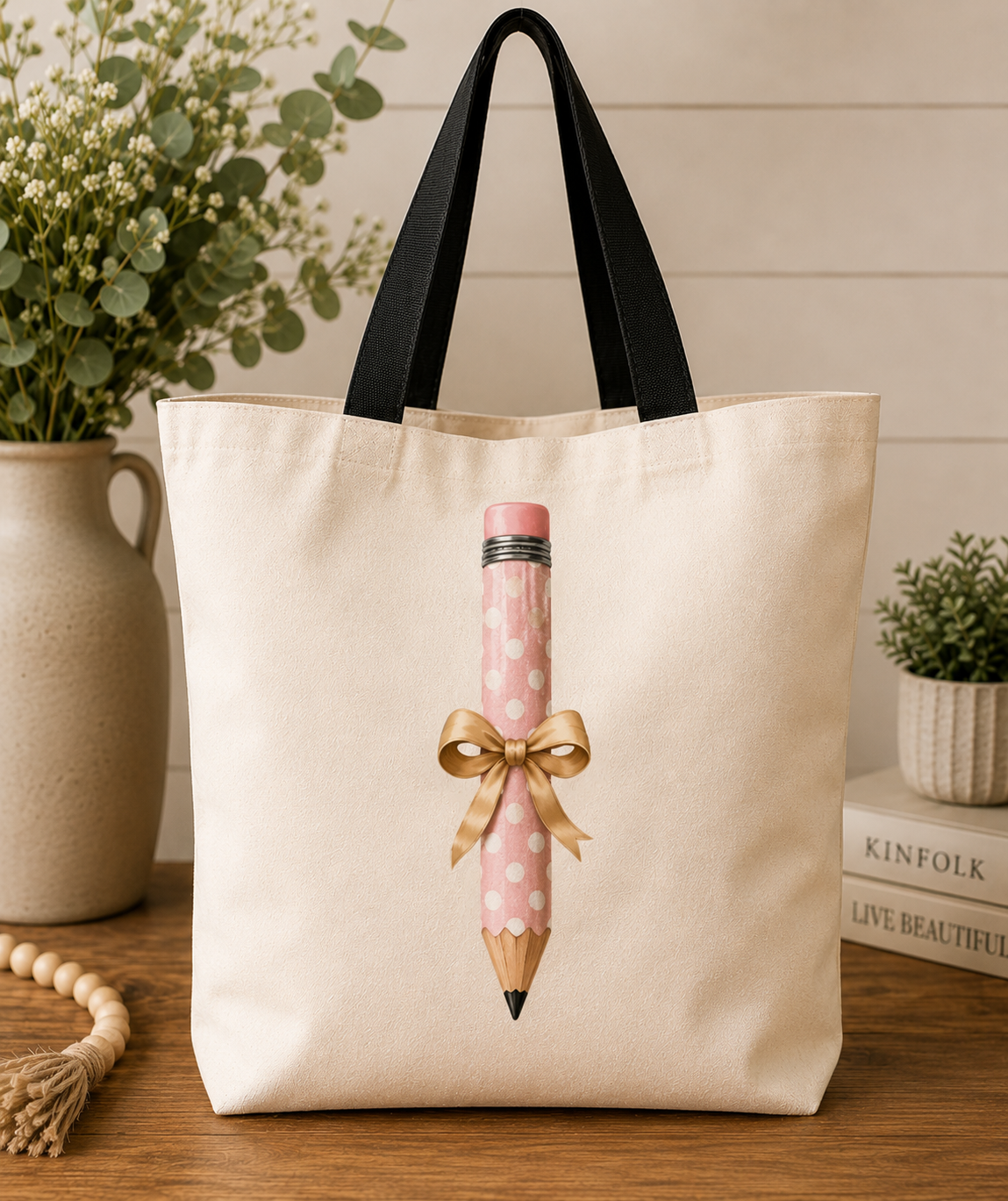 Polka Dot Pencil with Tan Bow coordinated product image by Designs by Danna