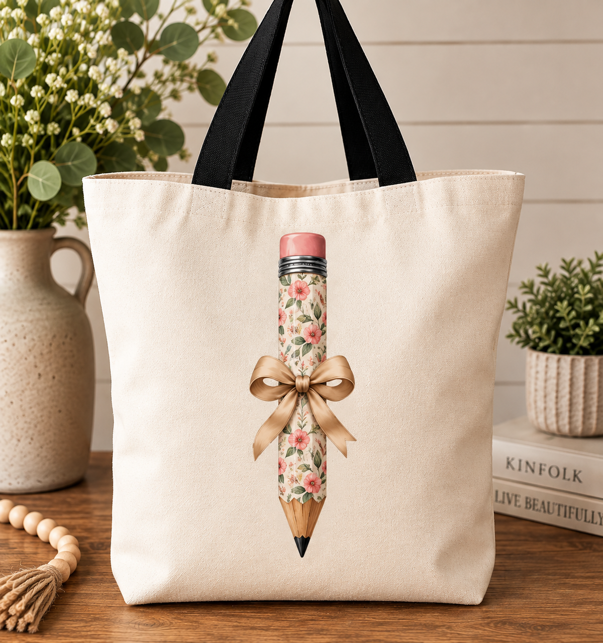 Floral Pencil with Tan Bow coordinated product image by Designs by Danna
