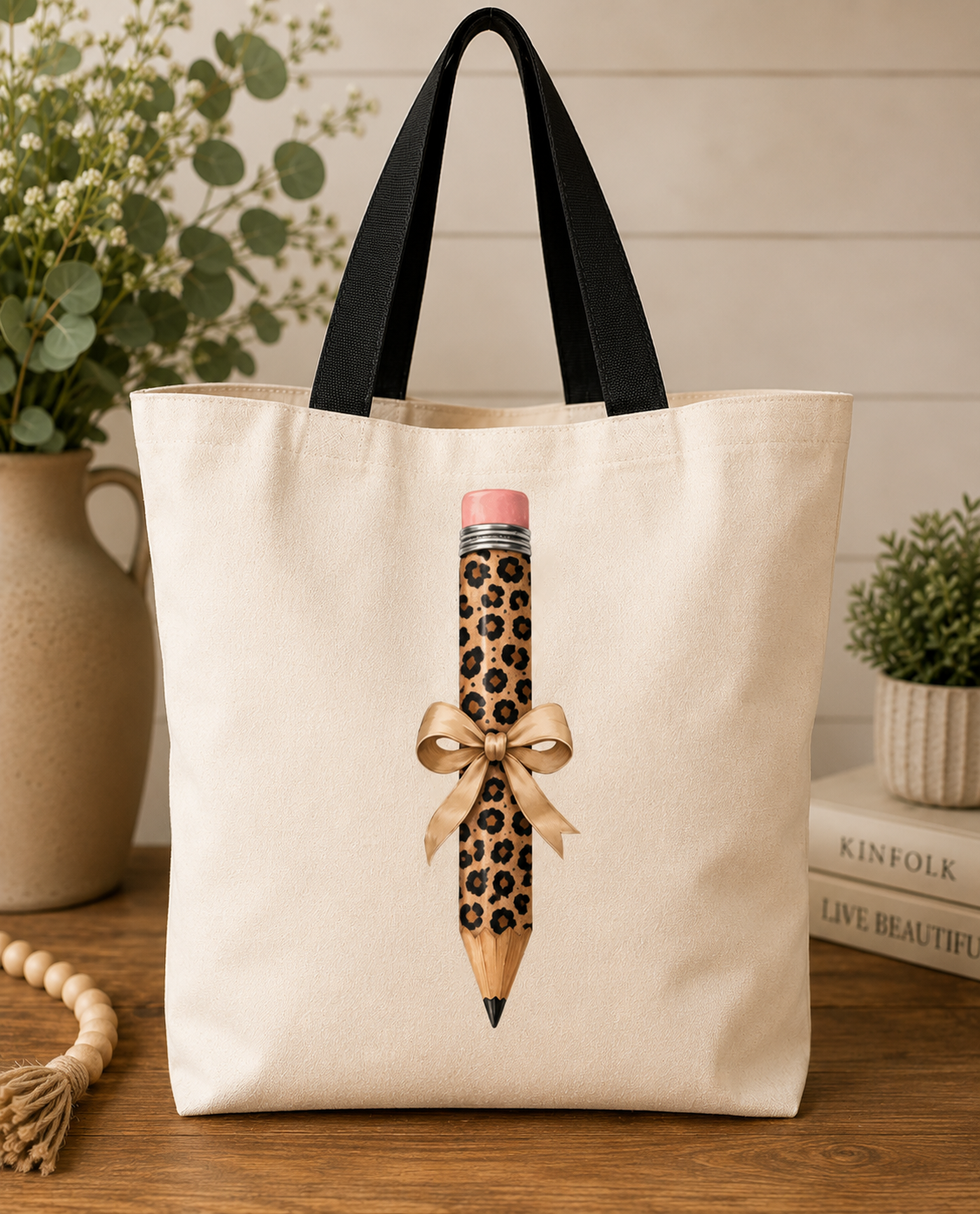Leopard Pencil with Tan Bow coordinated product image by Designs by Danna