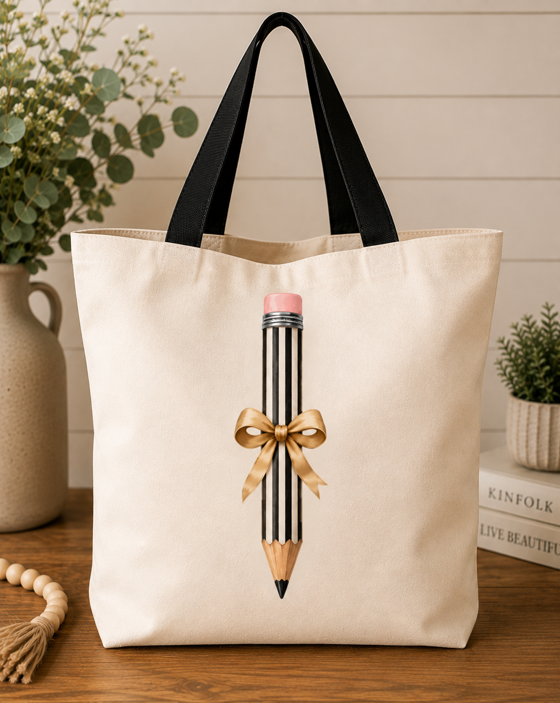 Black Stripe Pencil with Tan Bow coordinated product image by Designs by Danna
