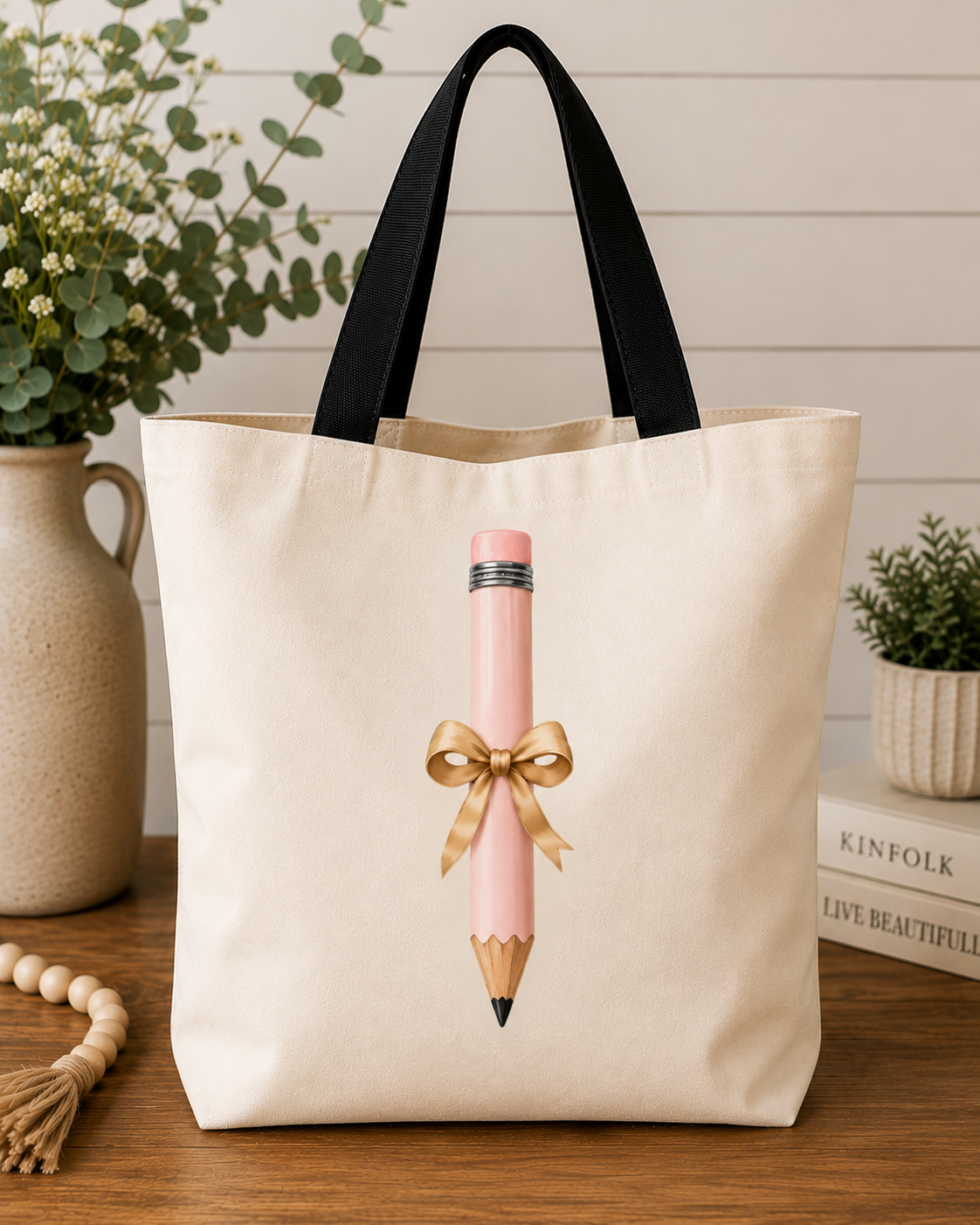 Solid Blush Pencil with Tan Bow coordinated product image by Designs by Danna