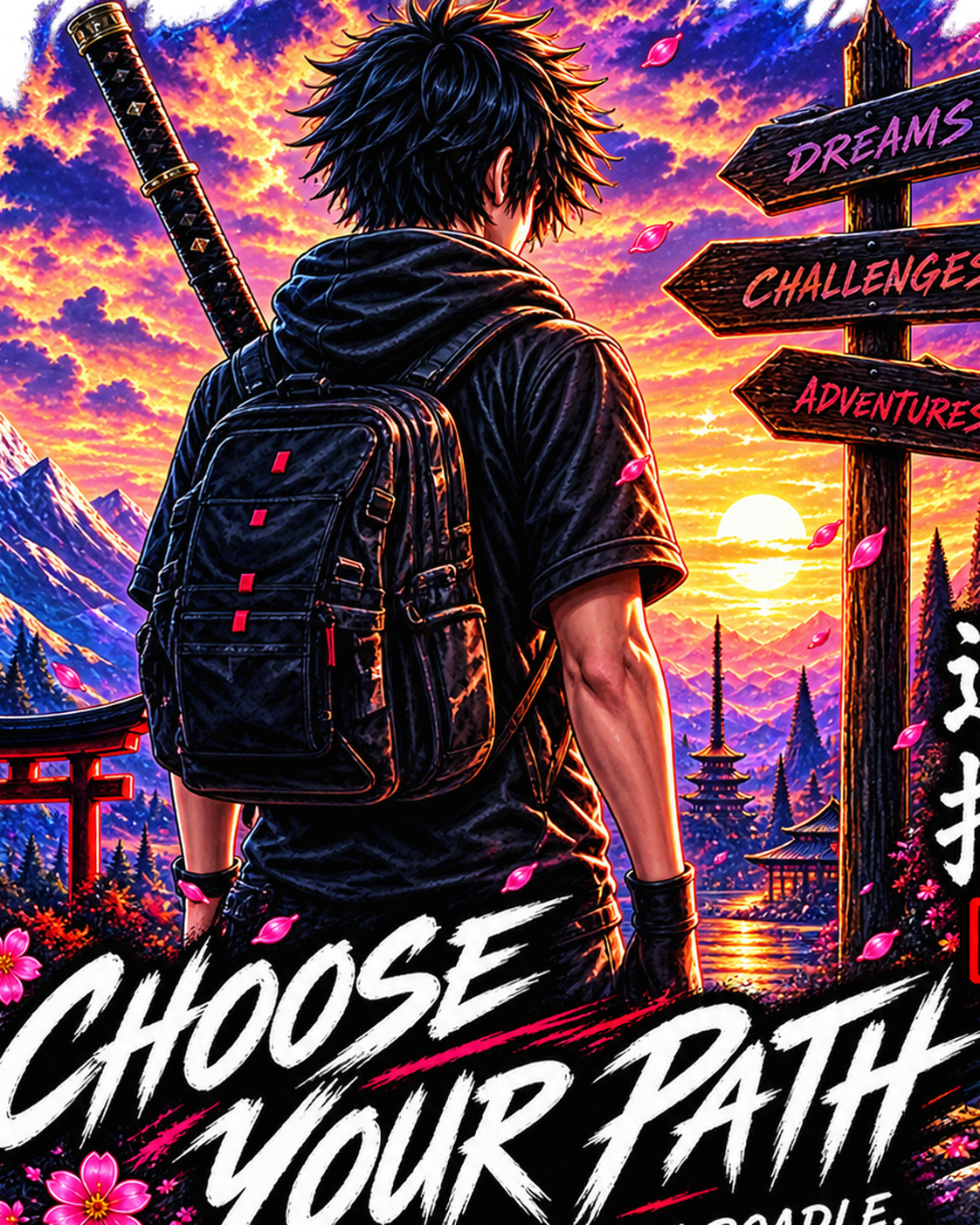 Choose Your Path anime artwork detail by Designs by Danna