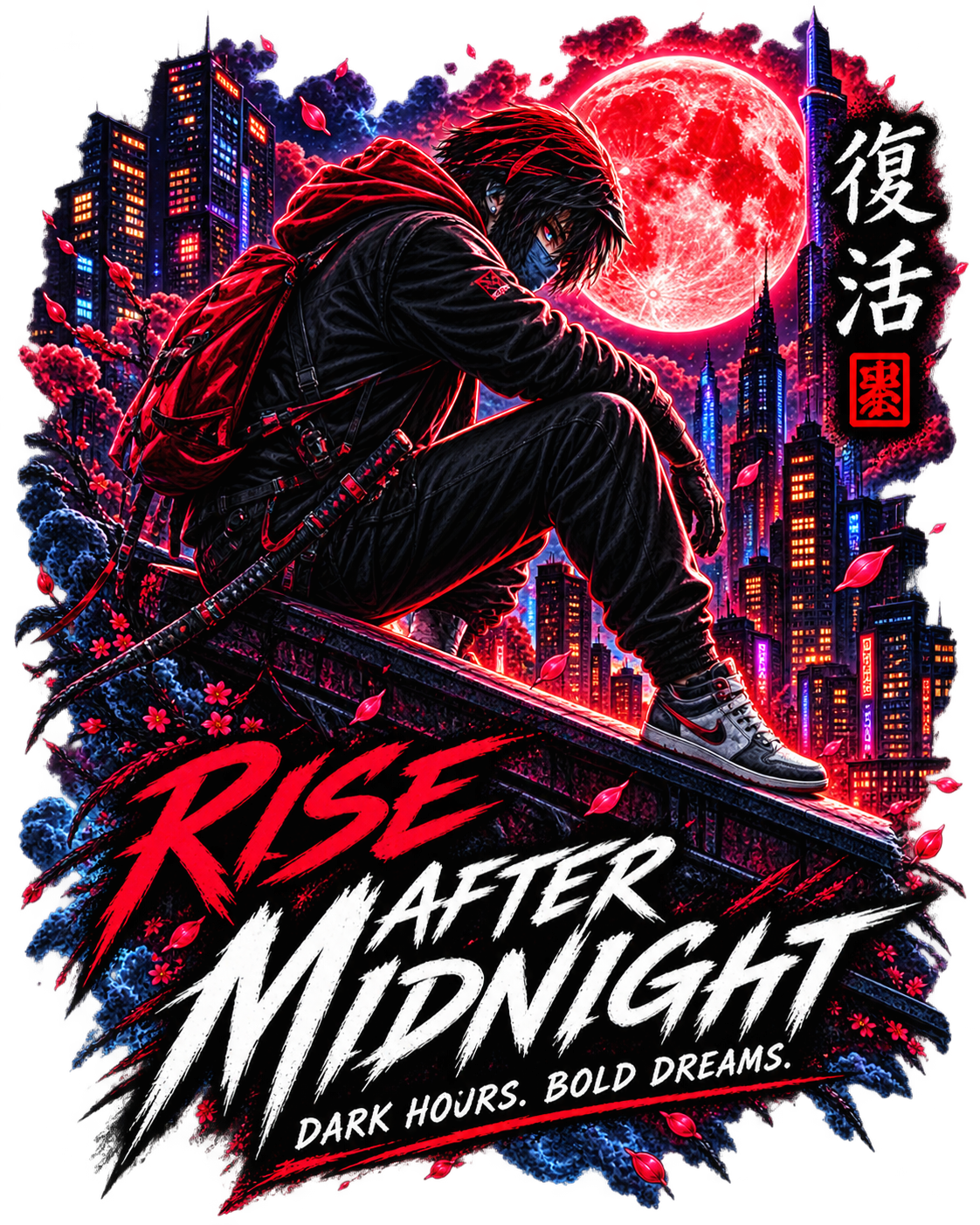 Rise After Midnight anime artwork by Designs by Danna