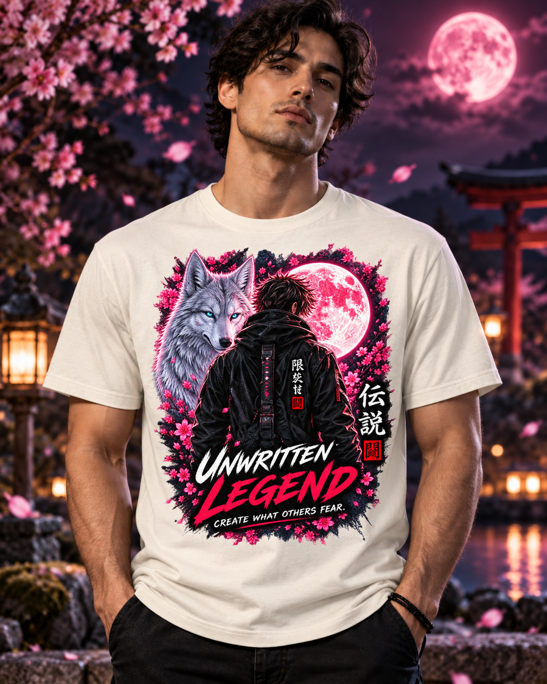 Unwritten Legend anime-inspired graphic tee lifestyle mockup by Designs by Danna