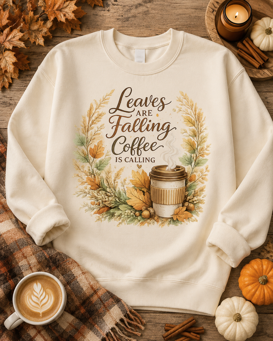 Leaves Are Falling, Coffee Is Calling Crewneck Sweatshirt