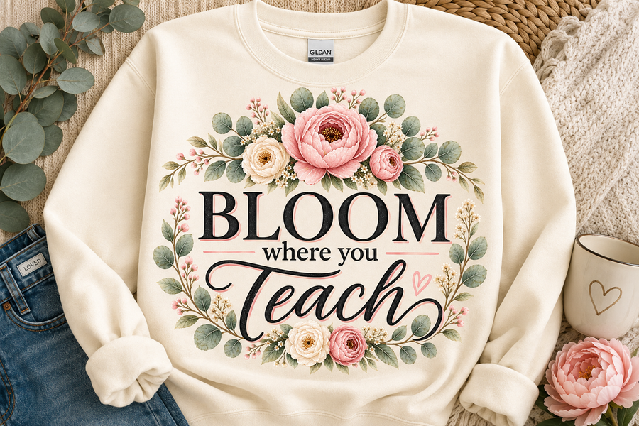 BLOOM where you Teach Floral Crewneck Sweatshirt