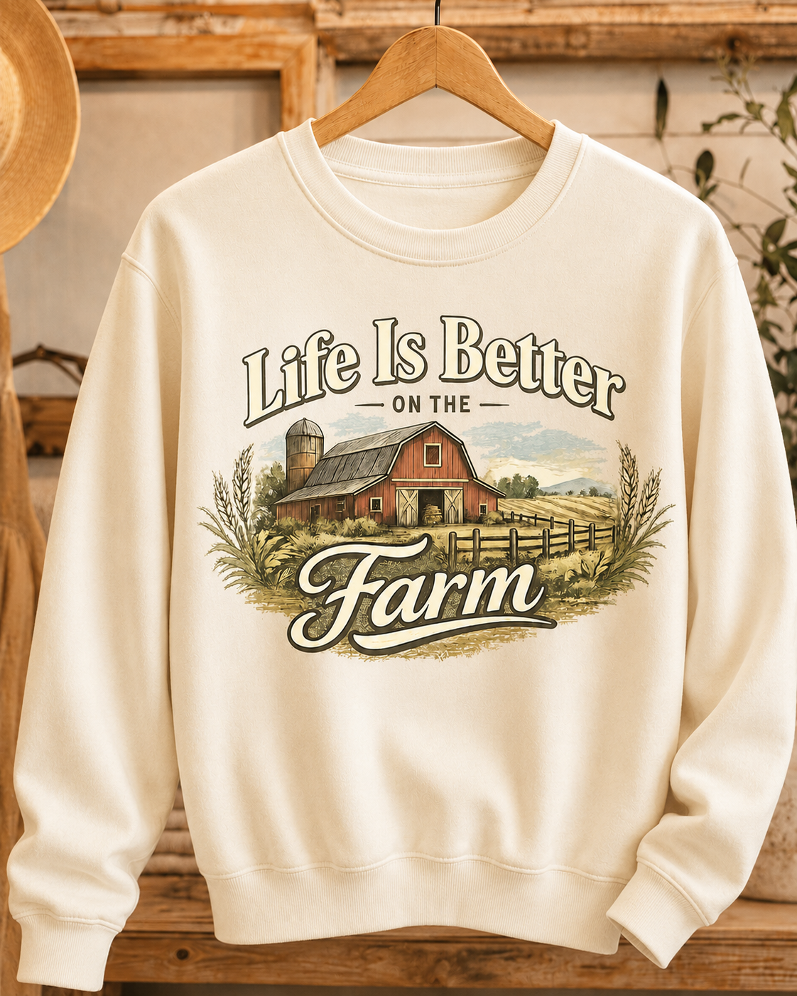 Life Is Better on the Farm - Crewneck Sweatshirt - Designs by Danna