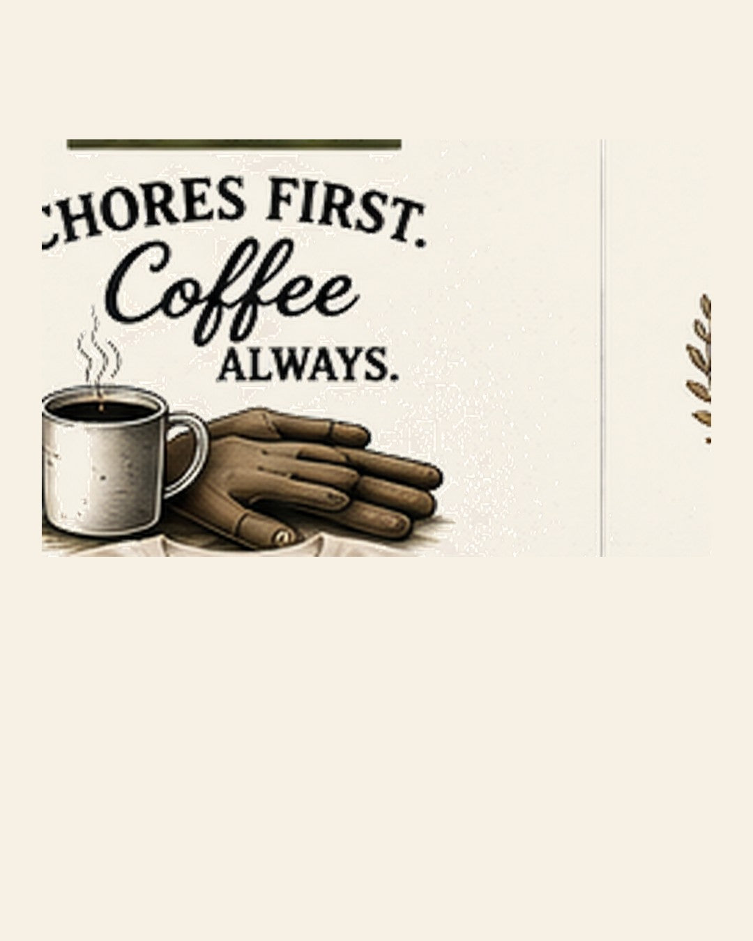 Chores First. Coffee Always. graphic tee in Warm Ivory