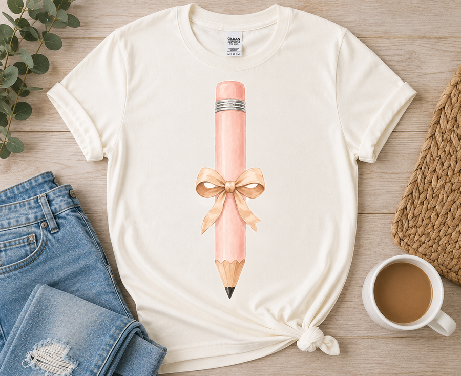 Solid Blush Pencil with Tan Bow