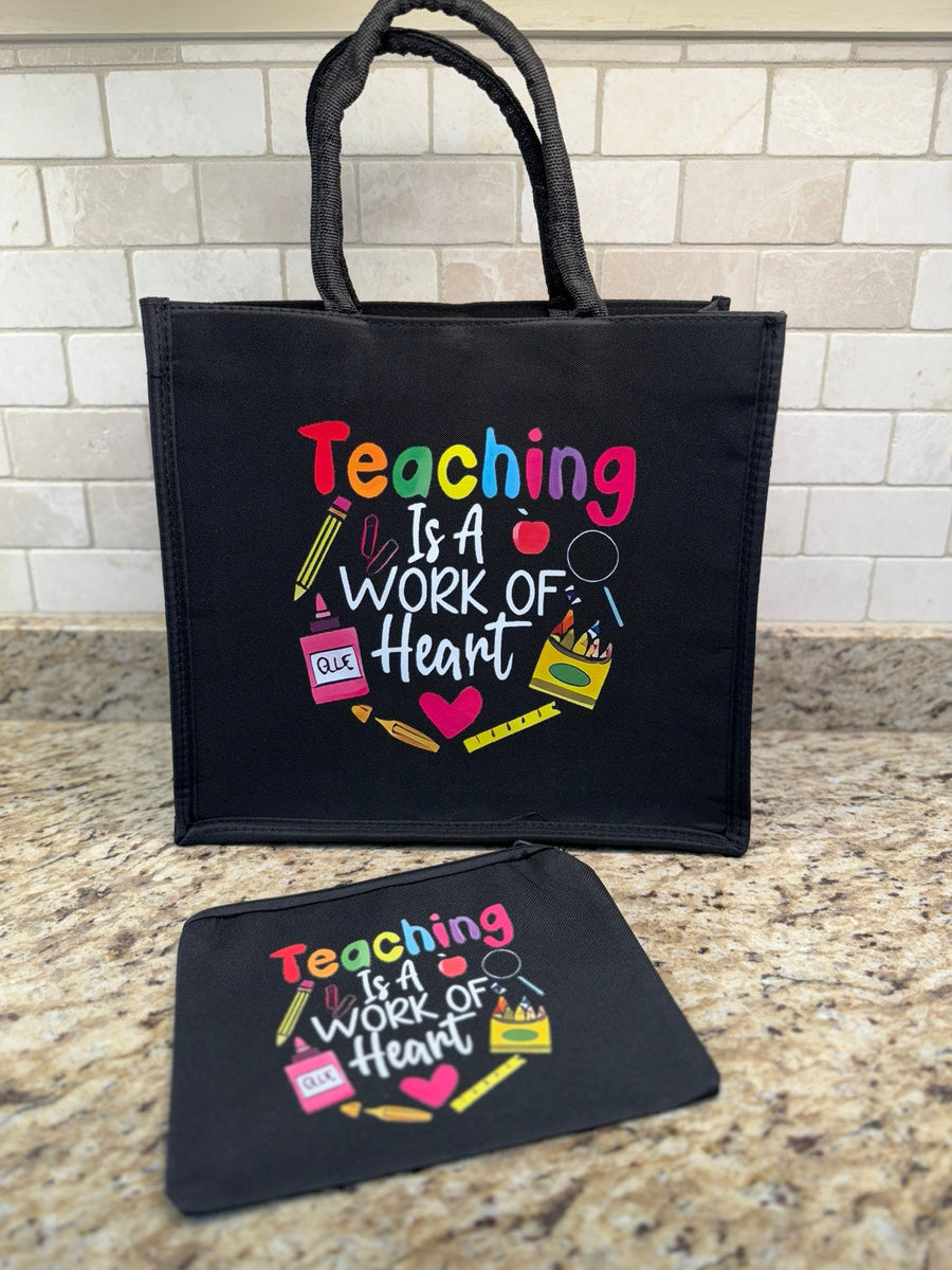 Teaching Is a Work of Heart Tote & Pouch Gift Set