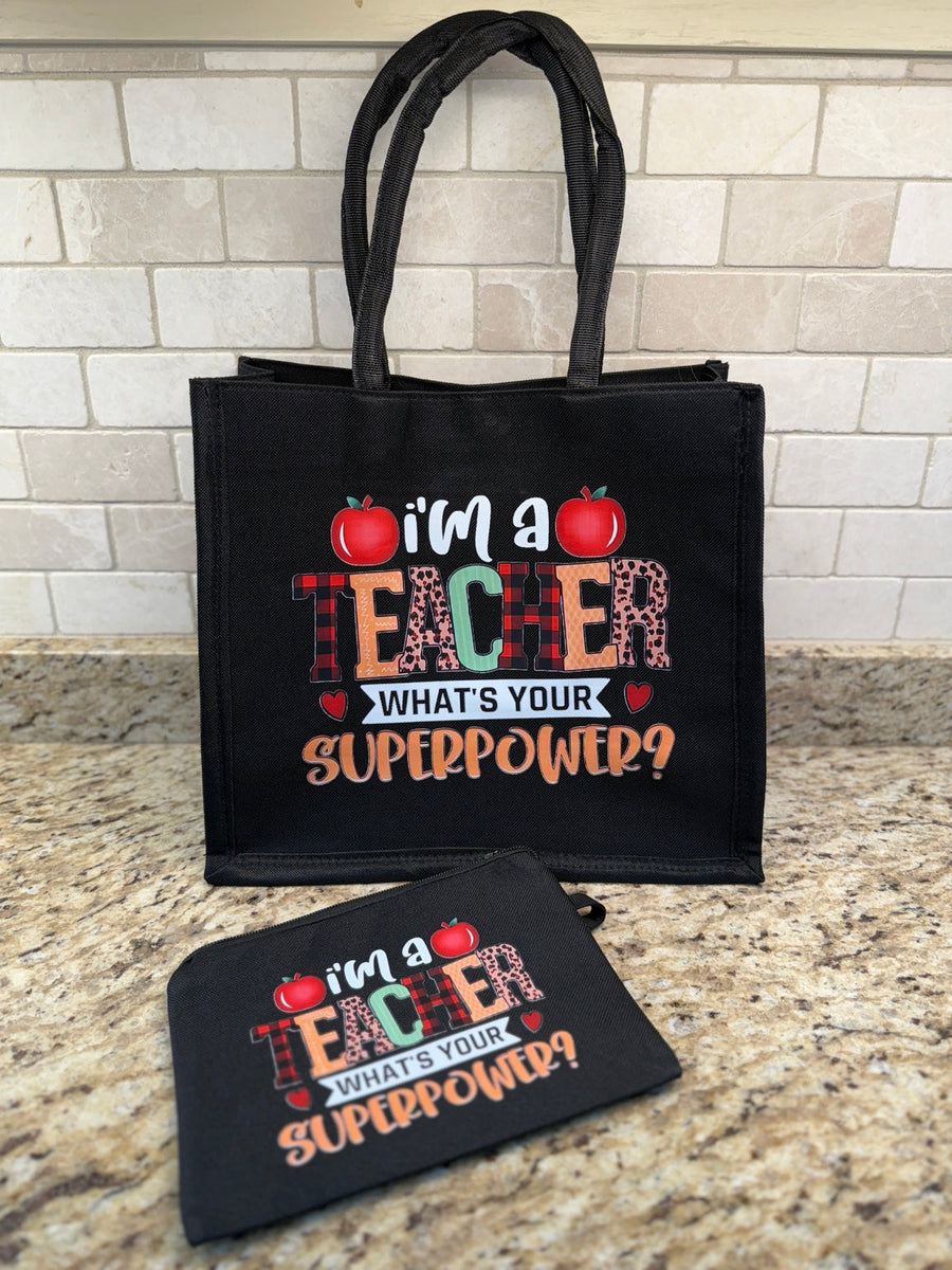 I'm a Teacher-What's Your Superpower? Tote & Pouch Gift Set