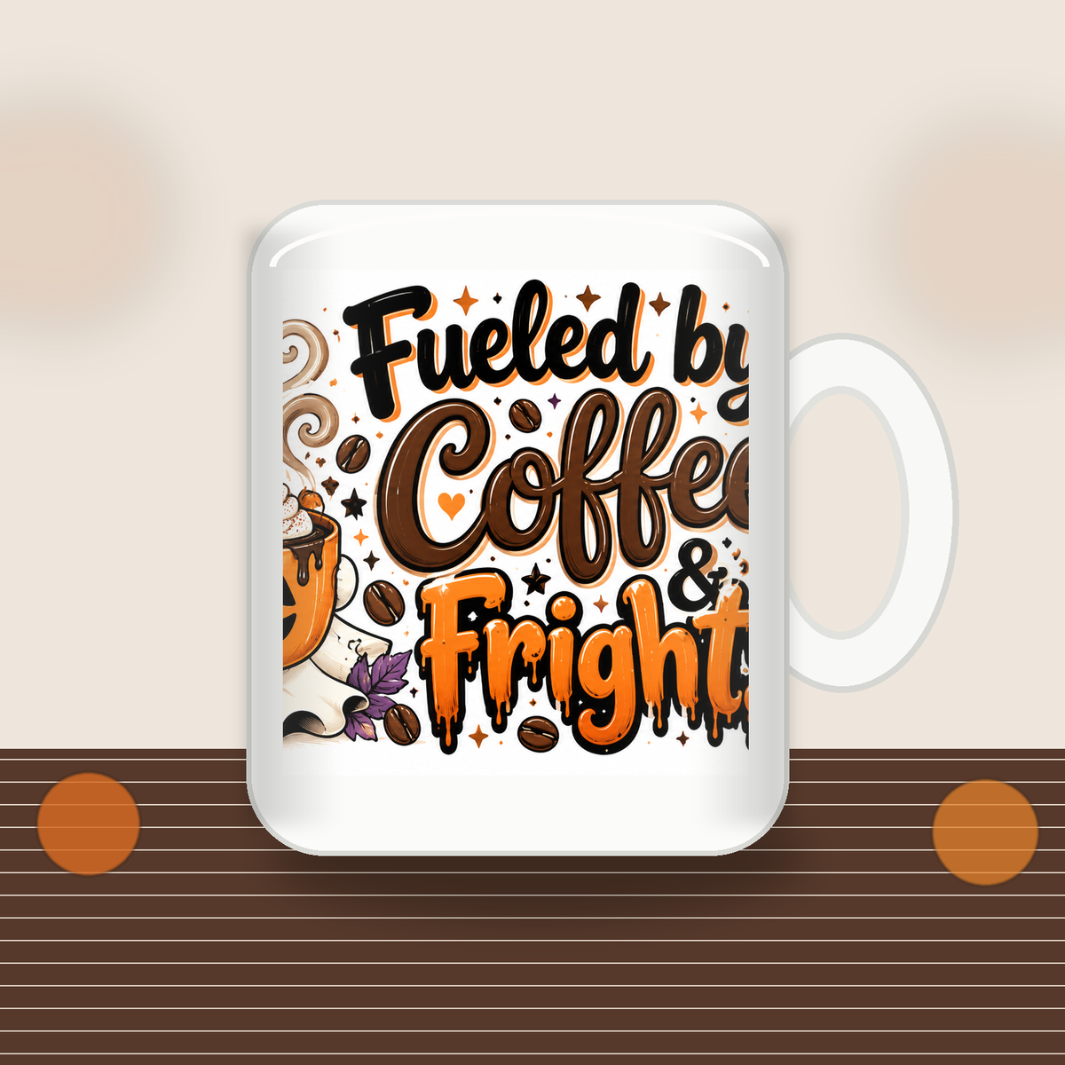 DBD compliant Fueled by Coffee and Frights mug hero