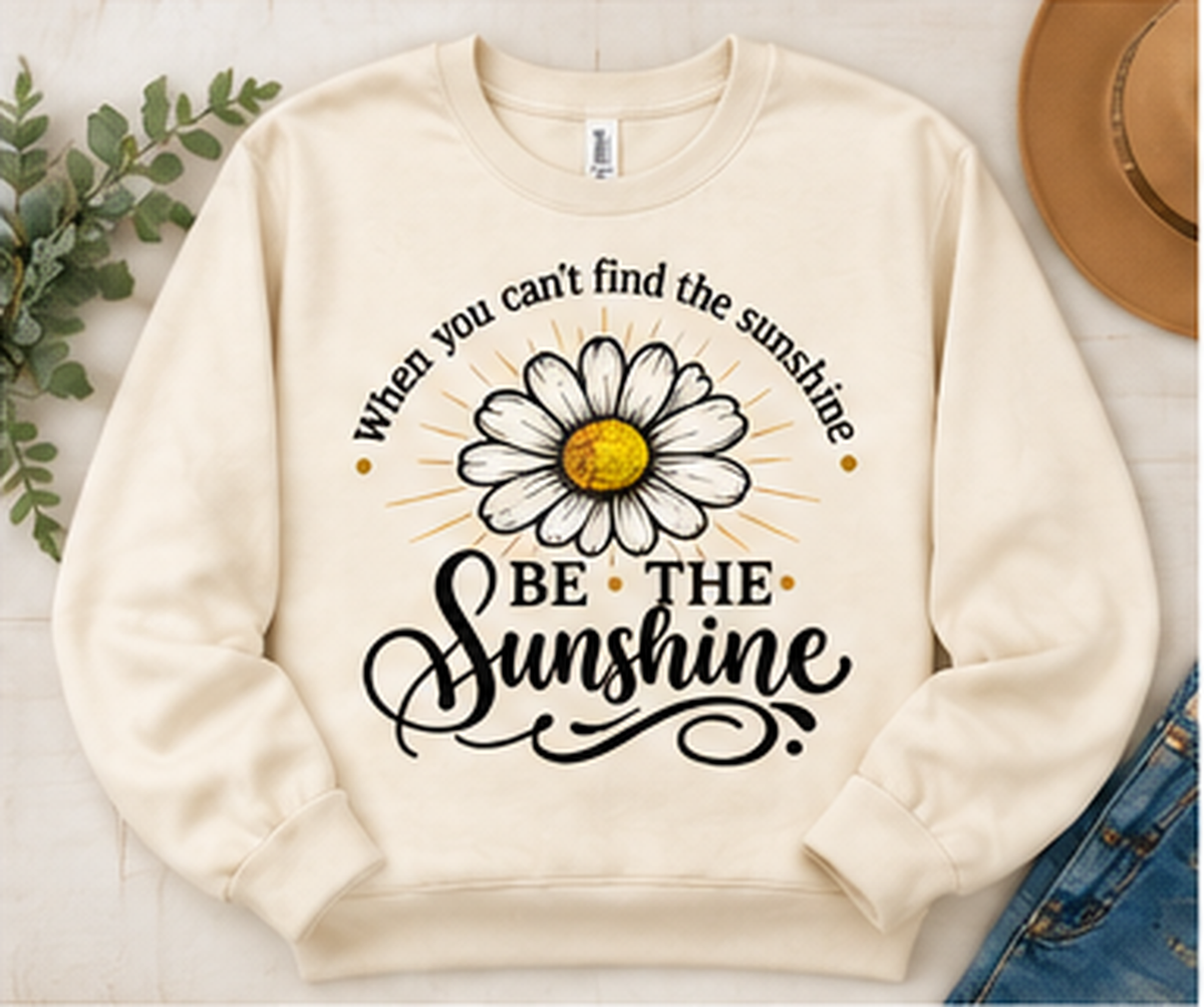 Be the Sunshine Natural Gildan 18000 crewneck sweatshirt with black lettering by Designs by Danna