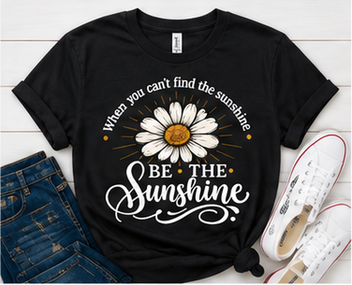 Be the Sunshine Black Gildan 64000 tee with white lettering by Designs by Danna