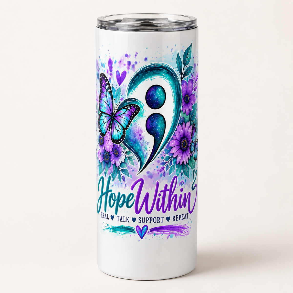 Hope Within Semicolon Heart 20 oz Tumbler