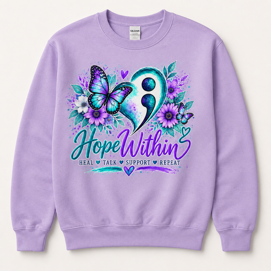 Hope Within Semicolon Heart Crewneck