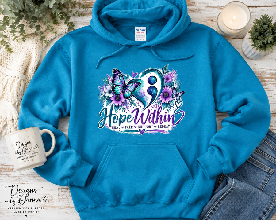 Hope Within Semicolon Heart Hoodie