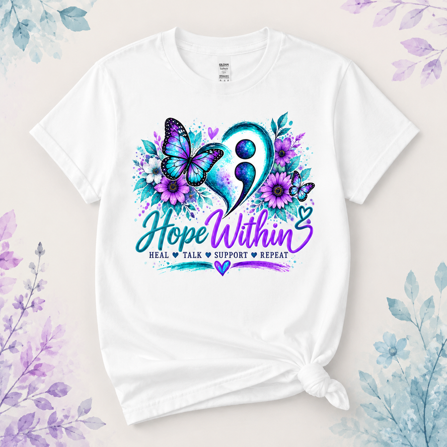 Hope Within Semicolon Heart Tee