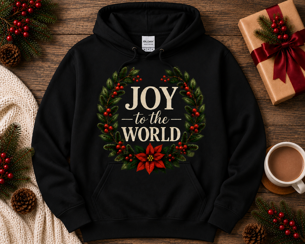JOY to the WORLD Black Gildan 18500 hoodie by Designs by Danna