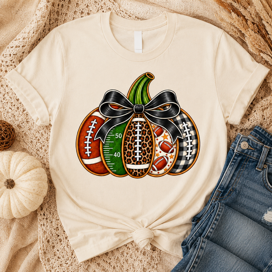 Fall Football Pumpkin Game Day Tee