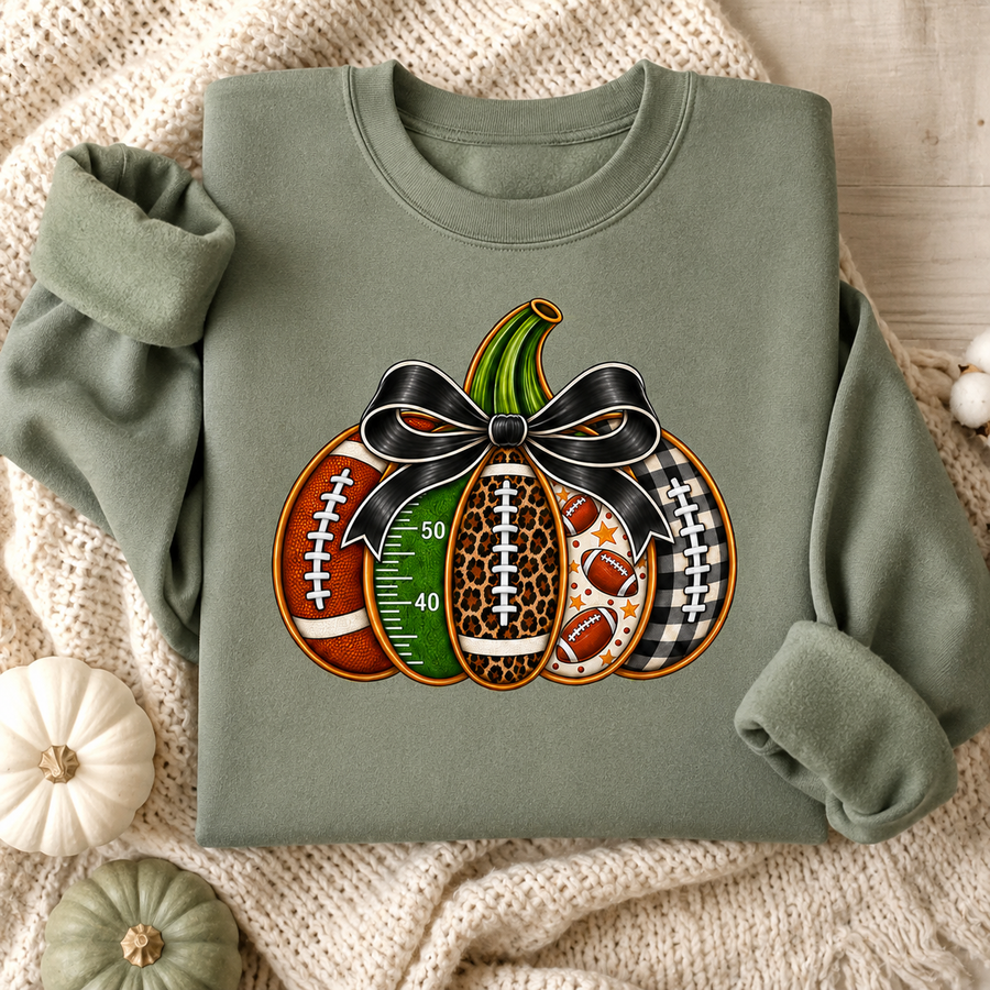 Fall Football Pumpkin Game Day Crewneck Sweatshirt