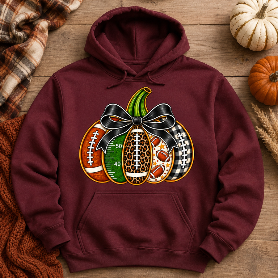 Fall Football Pumpkin Game Day Hoodie