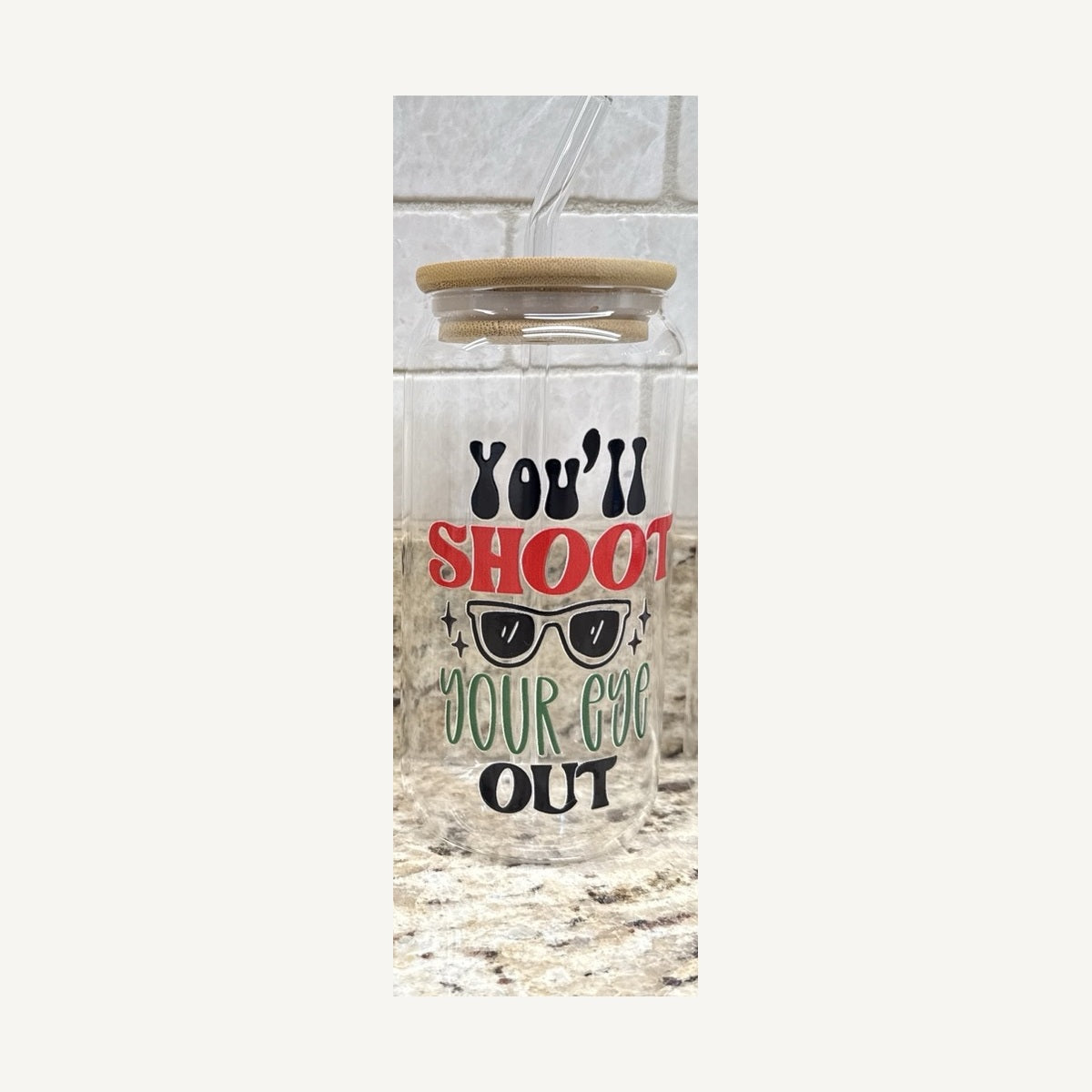 Full tumbler, bamboo lid and straw, with original design