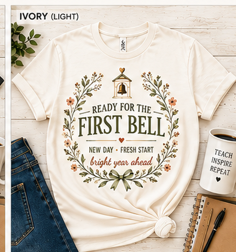 Ready for the First Bell Back-to-School Tee in Warm Ivory
