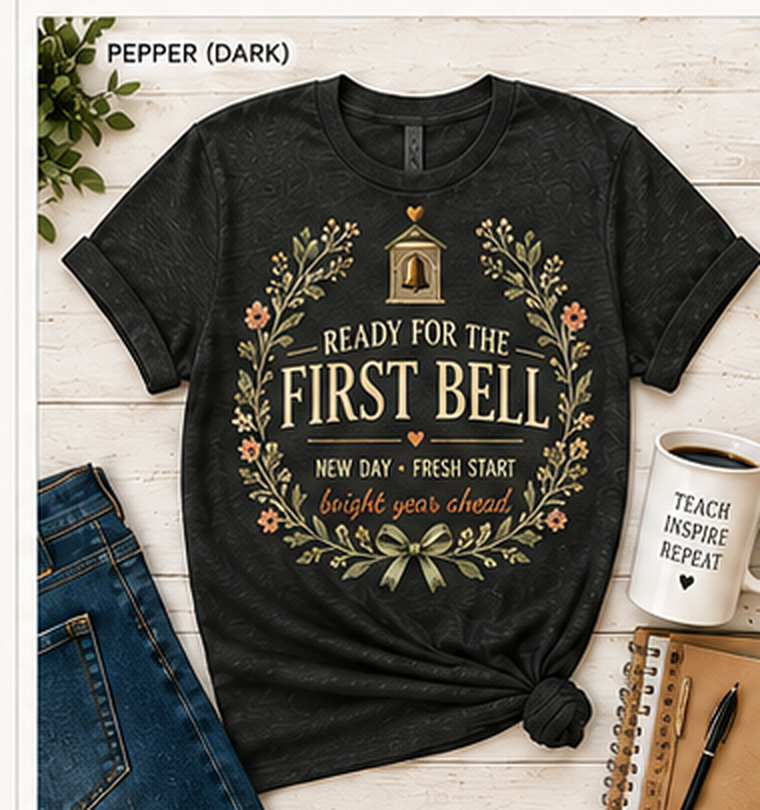 Ready for the First Bell Back-to-School Tee in Charcoal