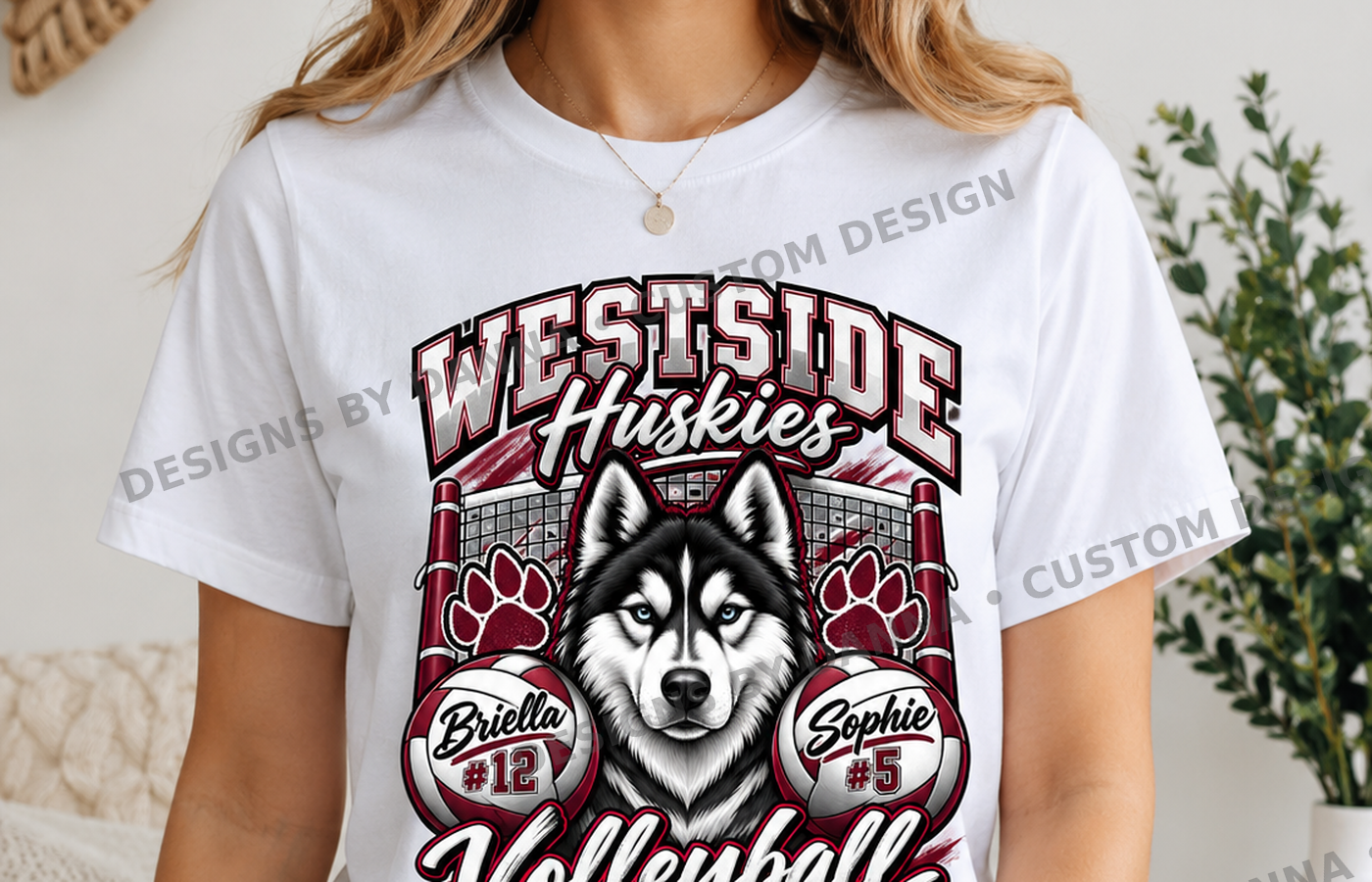 Westside Huskies volleyball custom spirit design by Designs by Danna